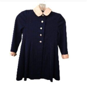 Girls Jacket Pea Coat A Line Size 4T Navy Vintage Peggy N Sue Button Long Sleeve